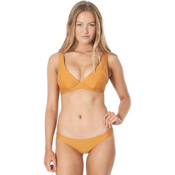 RIP CURL Women’s Surf Bikini Top, Sz M, DD Honey Yellow V-neck - Picture 1 of 7